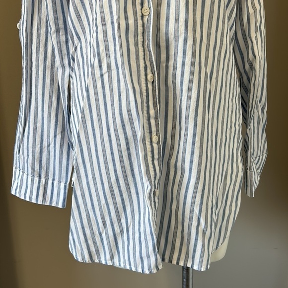 Tommy Bahama Ticking Stripe Boyfriend Shirt Womens Button Front Sz M - Picture 4 of 9